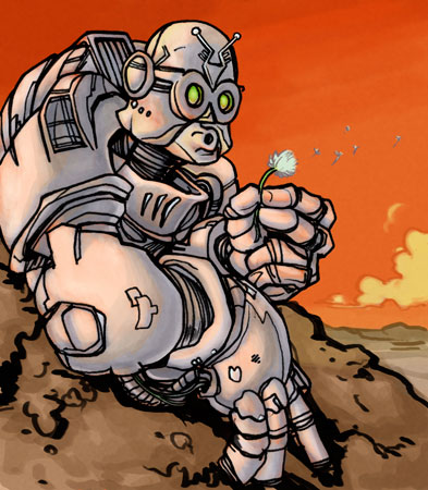 Robot holding a flower
